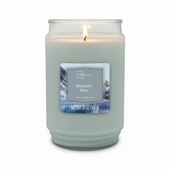 Mainstays Mountain River scented single-Wick Large Glass Jar candle 20oz... gallery