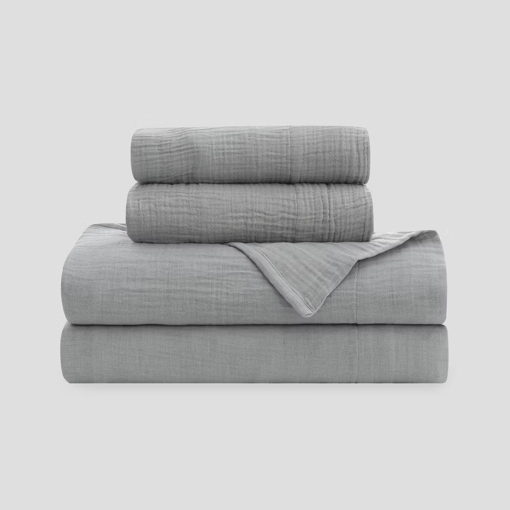Calm Queen Gauze Sheet Set Stone Gray gallery