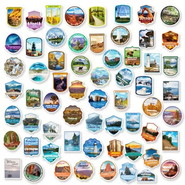 National Park Sticker Pack Set 62 Pcs Adventure Nature Outdoors Hiking Camping gallery