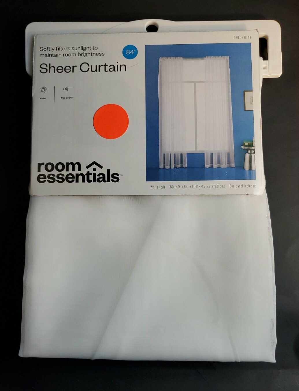 One (1) ROOM ESSENTIALS™ Sheer Window Curtain Panel 60" W x 84" L - NIP gallery