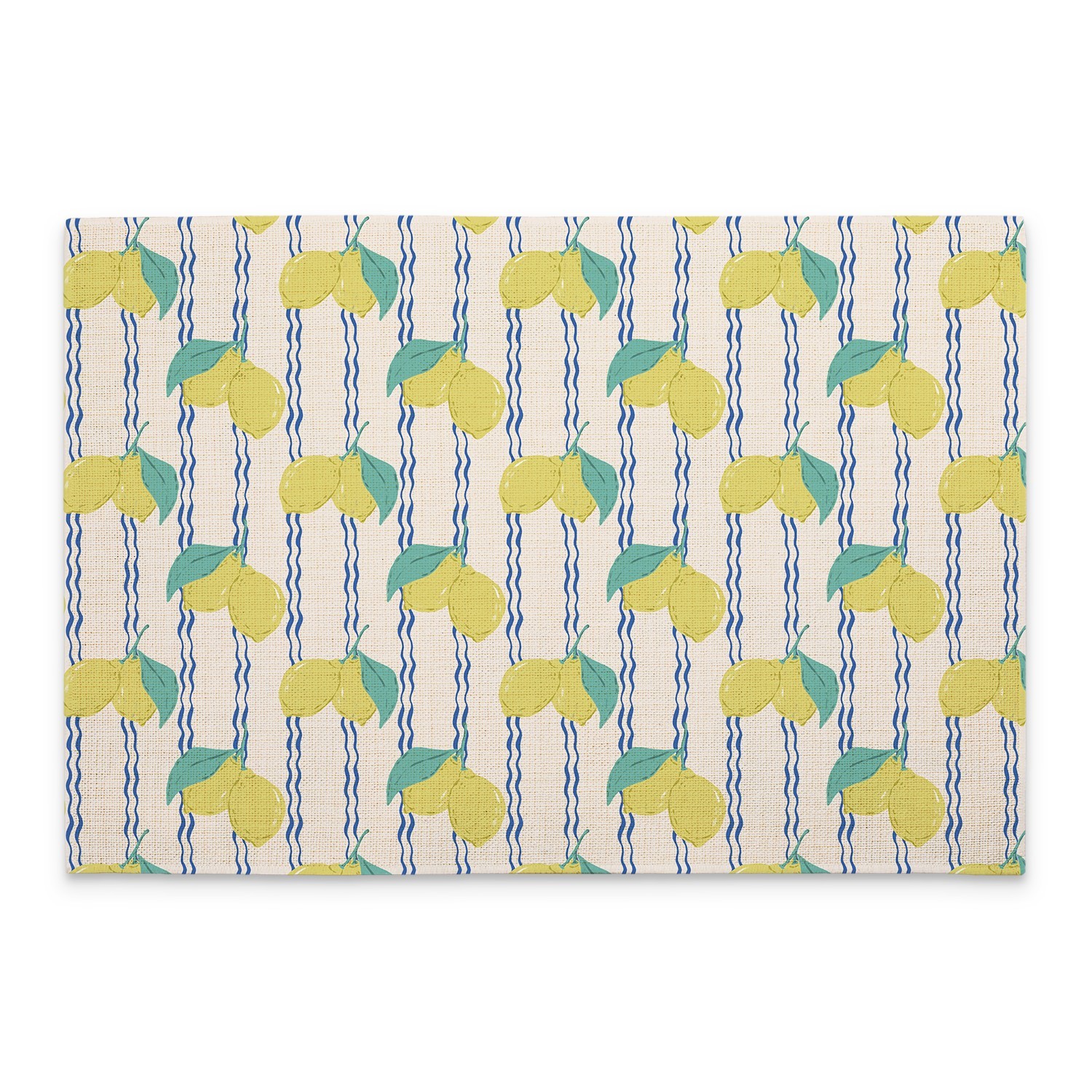 Lemon Stripes 4-Pack Poly-Cotton Blend Placemats Manufactured in The USA gallery
