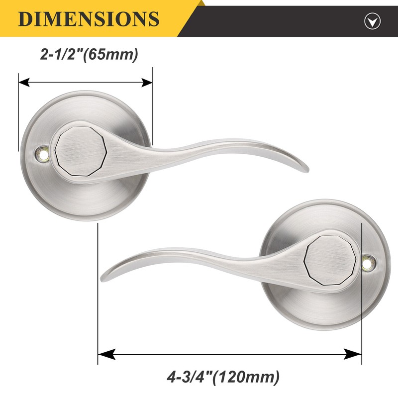 Privacy Door Levers Flat Ball Passage Door knob Wave Entry Handle Brushed Nickel gallery