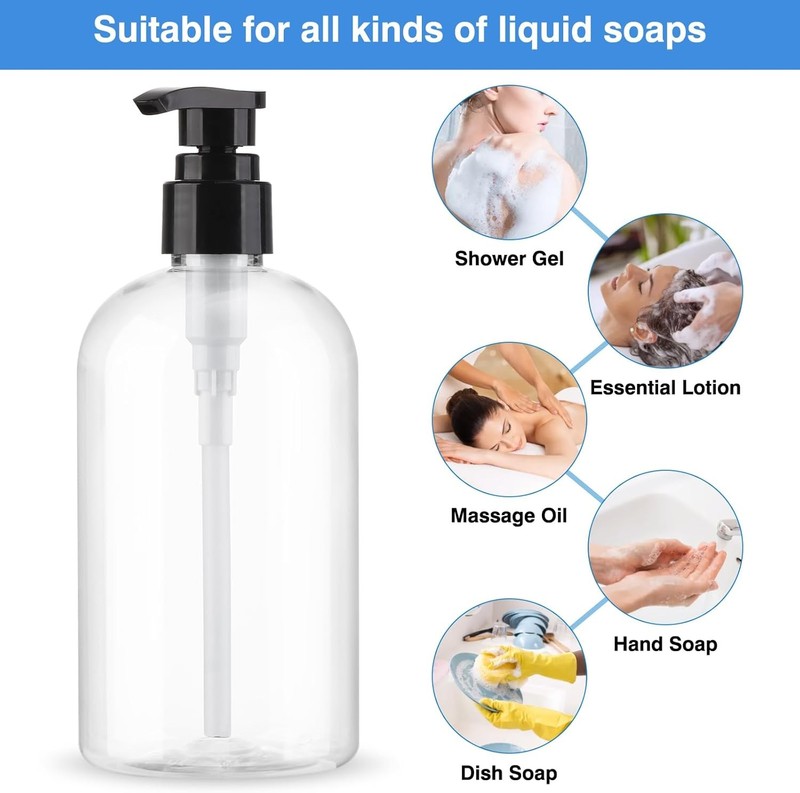 Empty Pump Bottles Dispenser 2 Pack 300ml/10.15oz. Clear Plastic Pump Bottle gallery