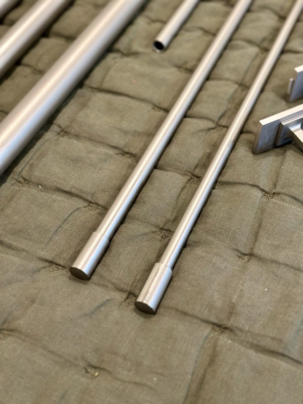 West Elm Brushed Nickle Adjustable Double Curtain Rod Set w/Brackets & Finials gallery