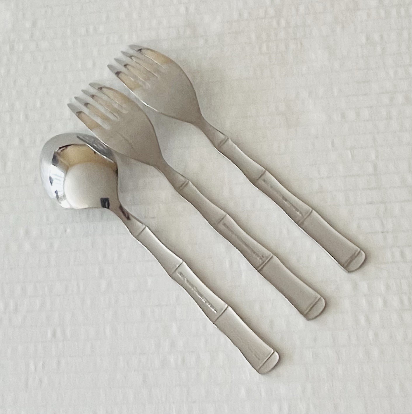 Oneida Stainless Sumatra Teaspoon & 2 Salad Forks Glossy Bamboo Northland gallery