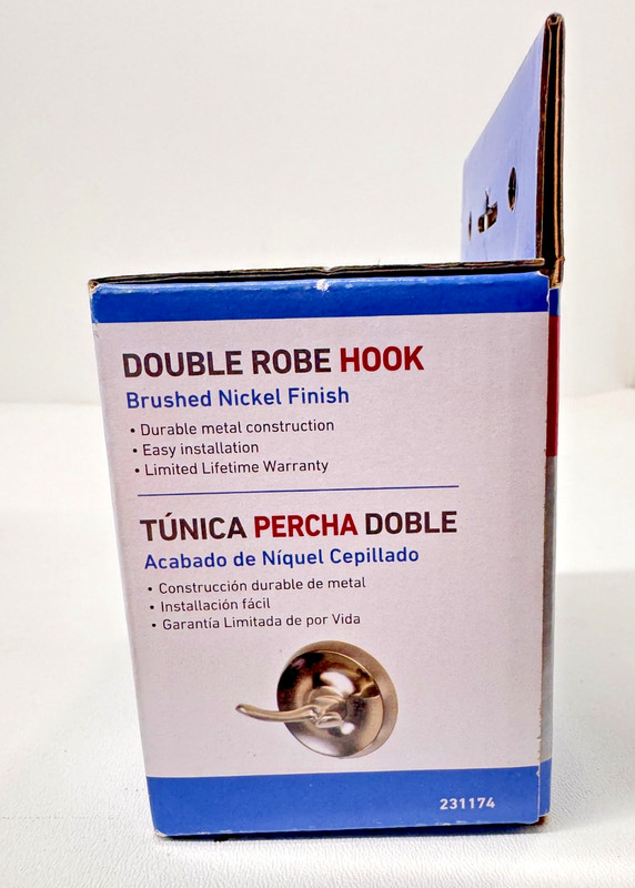 Homepointe Double Robe Hook Brushed Nickel 231174 New True Value gallery
