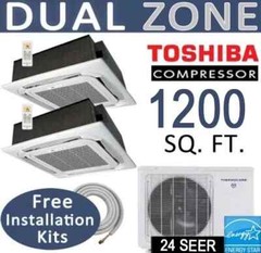 24000 BTU Dual Zone Ductless Mini Split AC – Heat Pump: 12000×2 Ceiling Cassette