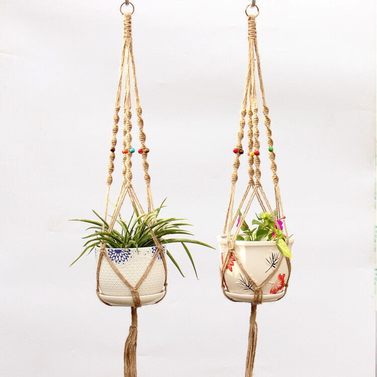 Large Pot Holder Macrame Plant Hanger Hemp Rope Braided Hanging Planter Basket gallery