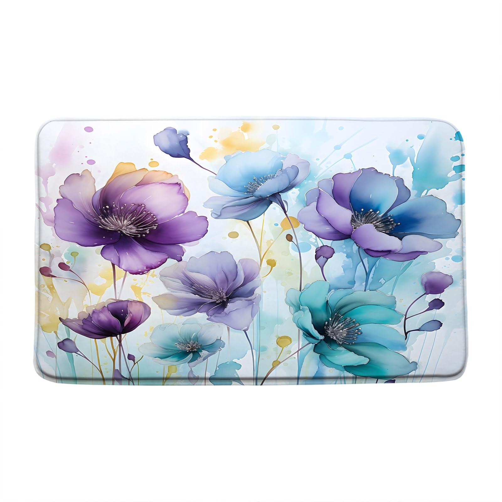 Floral Bath Mat Purple Teal gallery