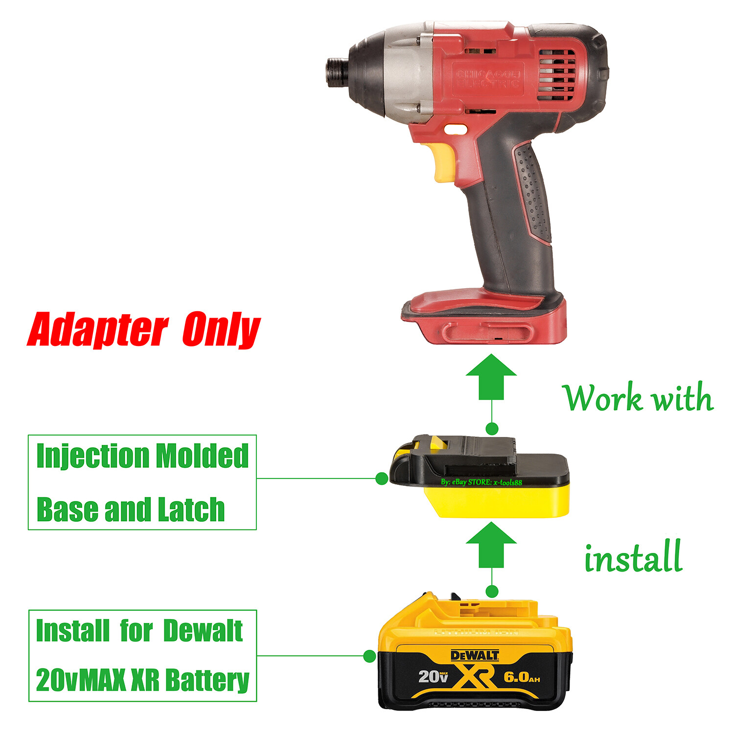 Adapter Suitable for DeWalt 20v MAX Li-lon Battery To CHICAGO ELECTRIC 18v Tools gallery