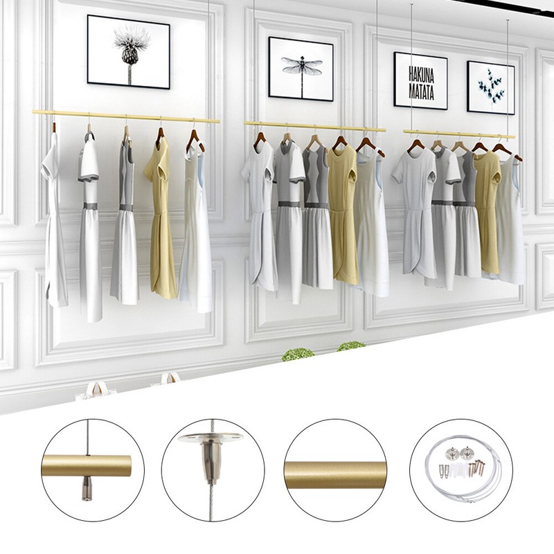 Ceiling Mounted Garment Hanger Closet Organizer Hanging Rod Clothes Rack gallery