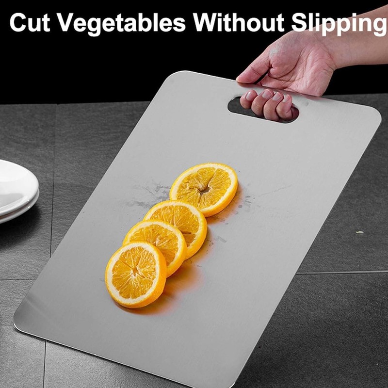 Cutting Board Titanium Double Sided 12 L x 9 W Silver Food Grade Pure Boards gallery