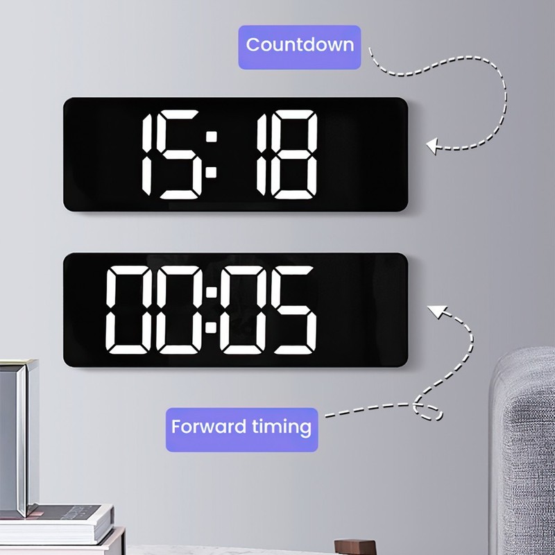 16" Large LED Digital Wall Clock, Brightness Adjustment, Dual alarm clock gallery