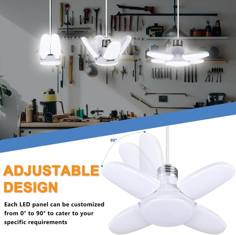 2-PACK E27 LED Garage Light Bulb Deformable Ceiling Fixture Lights Workshop Lamp gallery
