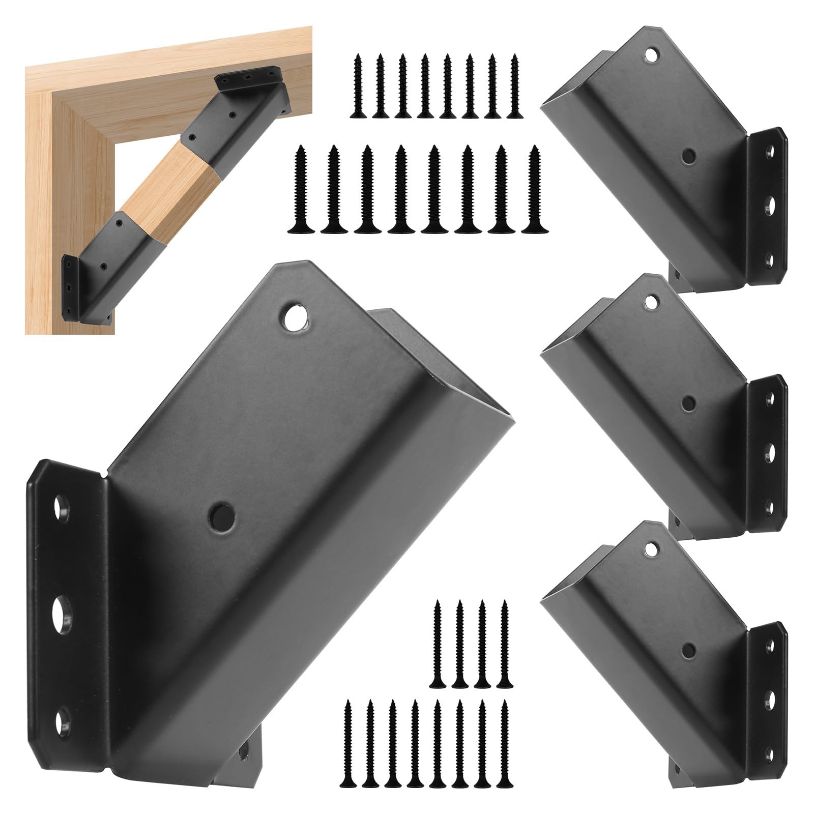 4 PCS 45 Degree Angle Bracket For 2x4 Post Actual 1.5x3.5 Inch Pergola Brace gallery