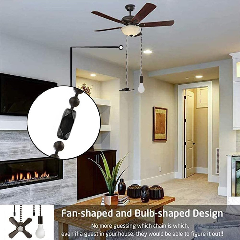 Ceiling Fan Pull Chain Extension Ornaments Chains with Decorative Light Bulb and gallery