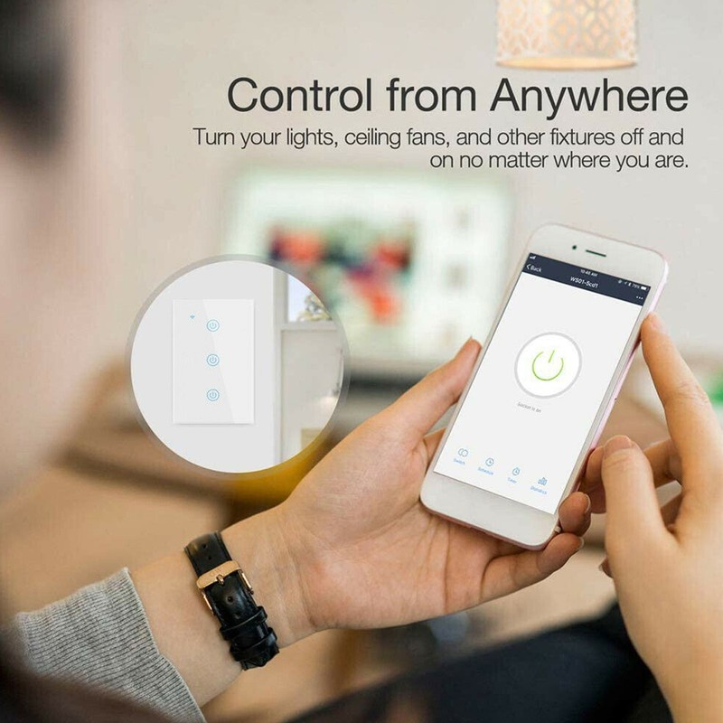 Smart WiFi Touch Switch with Glass Panel Compatible Alexa Google Tuya App Timer gallery