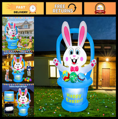 5 Ft Easter Inflatables Decorations – LED Light-Up Outdoor Decor for Garden Part