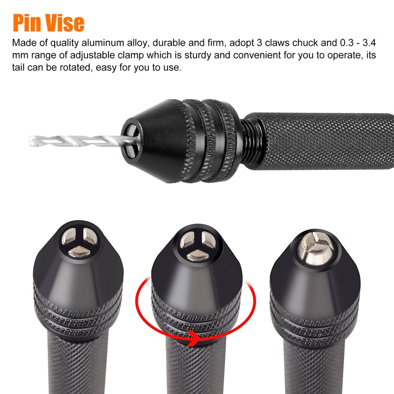 60Pcs Mini Micro Hand Drill Bits Set Small Manual Keyless Chuck Pin Vise Rotary gallery