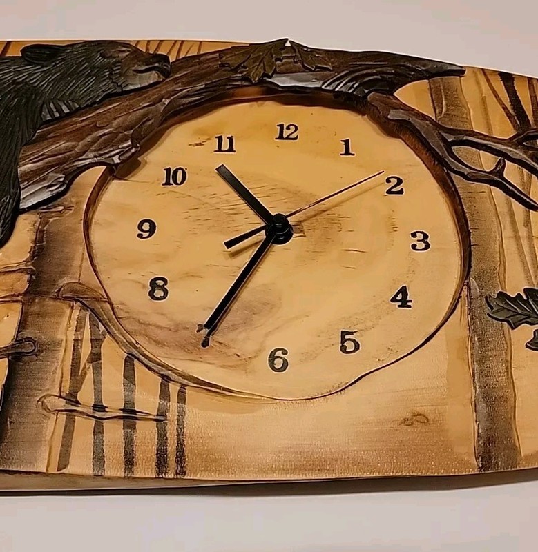 Napping Black Bear Wood Wall Clock - 35" W x 10" H gallery