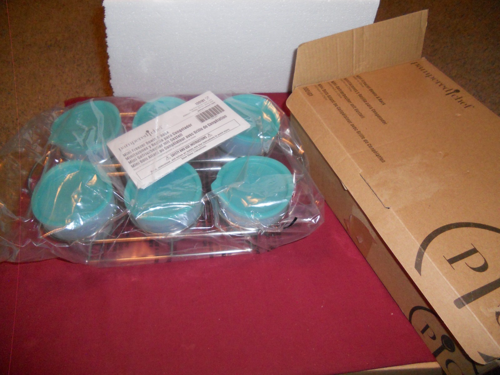 Pampered Chef Mini Freezer Bowls & Rack #100181 – Teal New in Box gallery