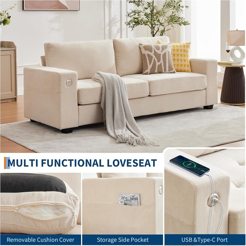 90" Oversized Sofa Comfy Deep Seat Chenille Upholstered Cloud Couch No Assembly gallery