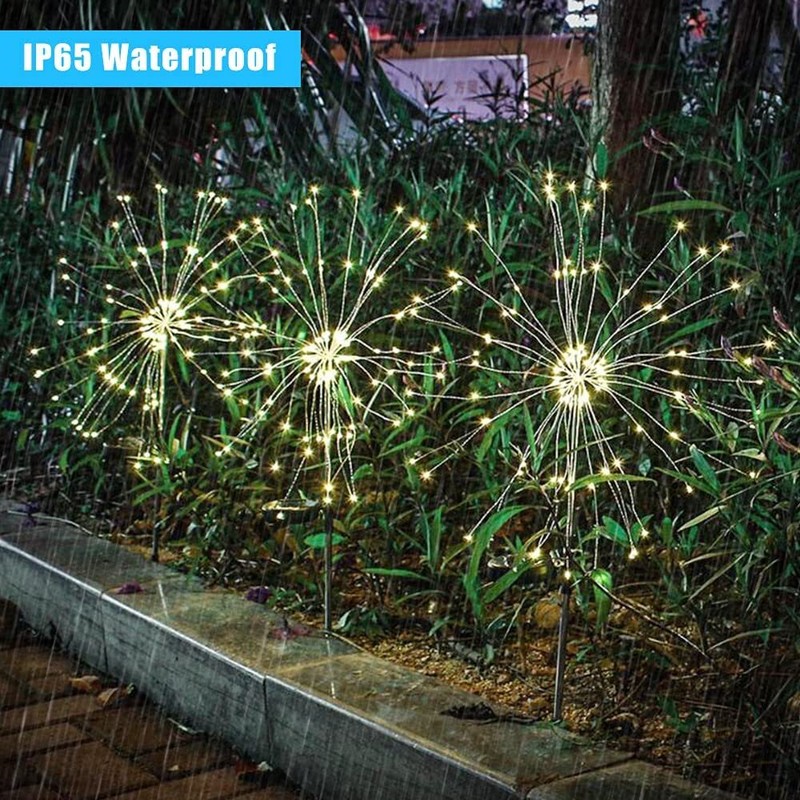 2PCS Solar Firework Lights Outdoor Garden Pathway Lights Backyard Party Decor gallery