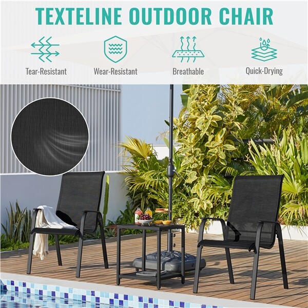 Set of 2 Patio Dining Chairs Stackable Chairs Outdoor furniture for Garden Lawn gallery
