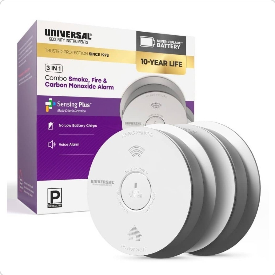 Lot of 4 Universal Security Instruments Combination Smoke Carbon Monoxide 2 Pack gallery