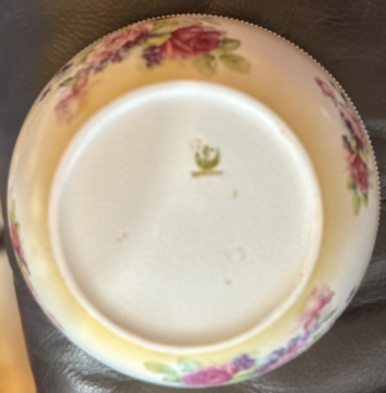 Antique Hand-Painted Crown Devon Fielding Elm England Salad Bowl With Utensils C gallery