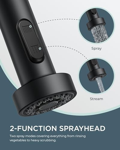 Black Kitchen Faucet with Soap Dispenser, Single Matte Black Transitional gallery