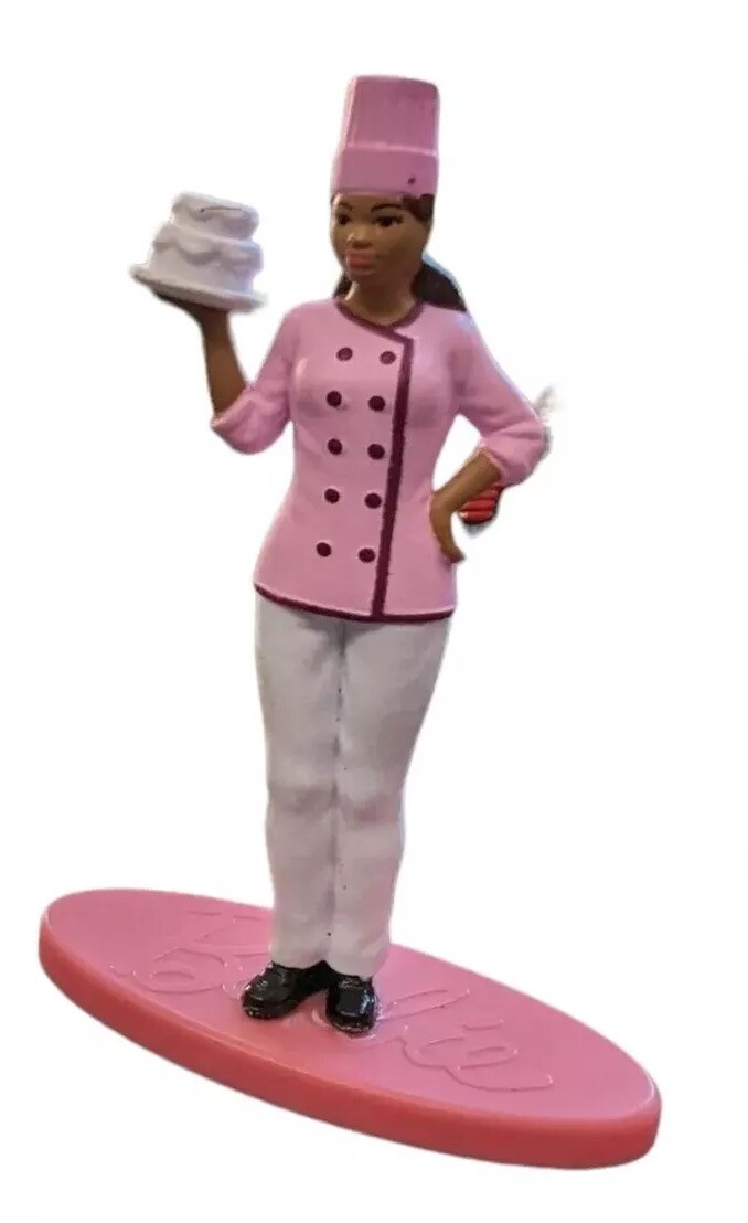 Barbie Doll Baker Cake Topper Figurine African American Chef Hat Birthday Pink gallery