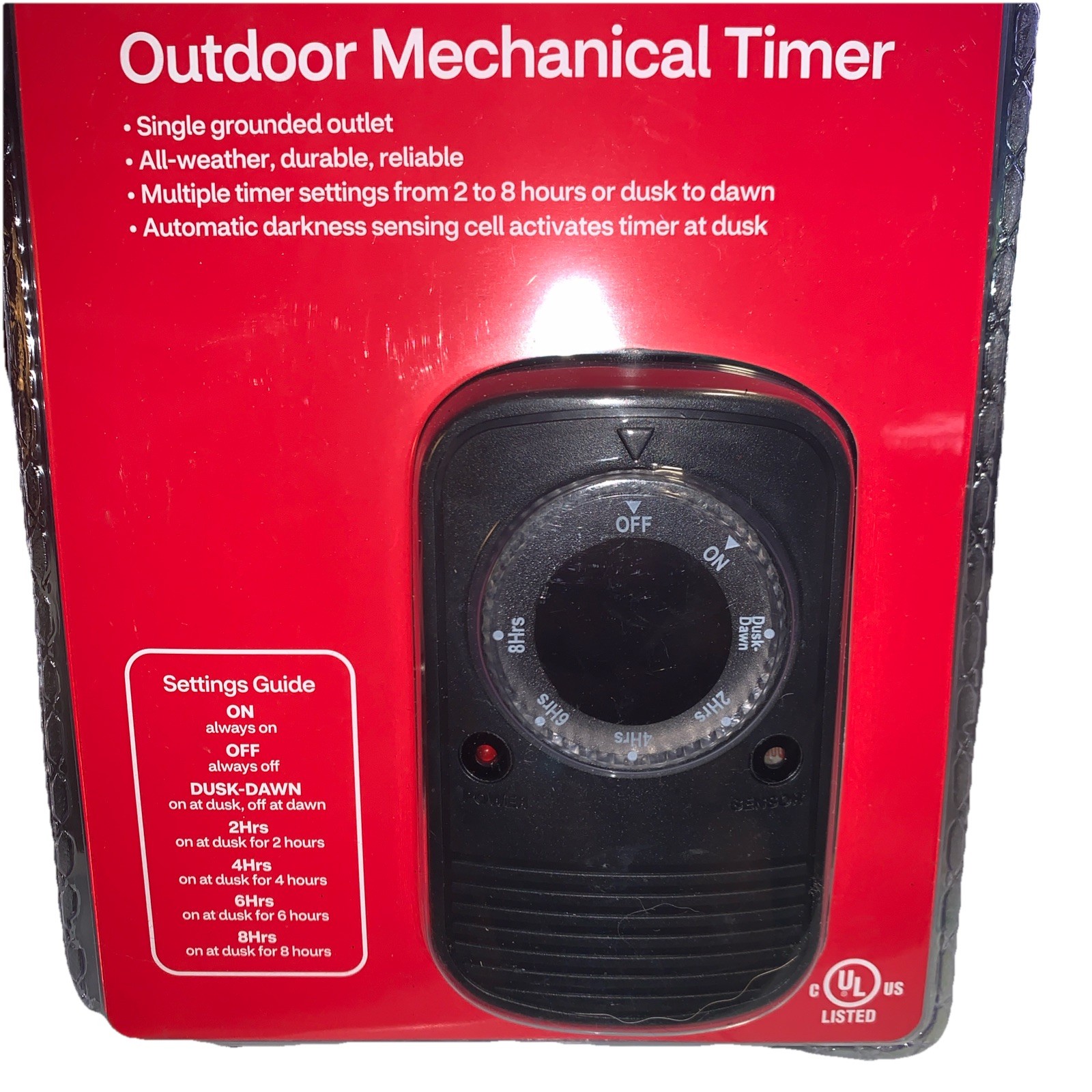 Mechanical Timer All Weather outdoor/ Indoors 2-8 Hours setting options gallery