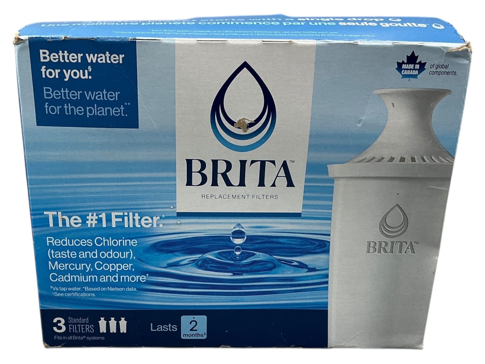 Brita Replacement Water Filters 3-Pack Reduces Chlorine Taste Lasts 2 months gallery