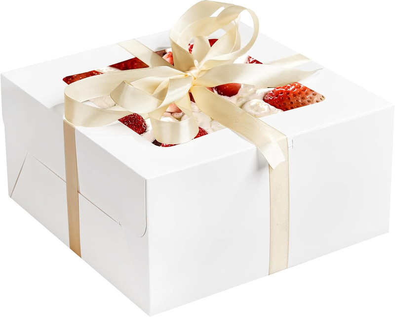 24Pcs Cake Boxes with Window, 10X10X5 Inches White Bakery Boxes, Cookie Desse... gallery