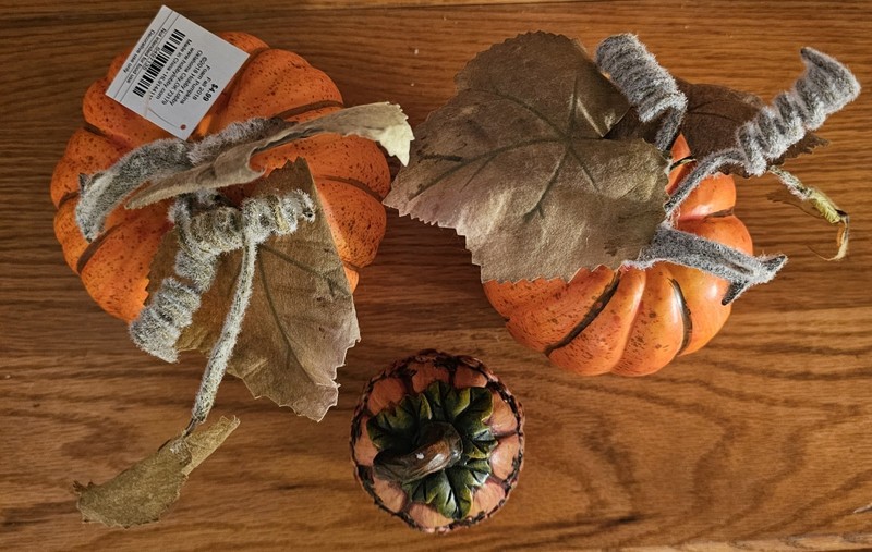 Fall Decorative Pumpkins 2 Foam 5x5"&5x4" & 1 Resin 4x2.75" Set Of 3 gallery