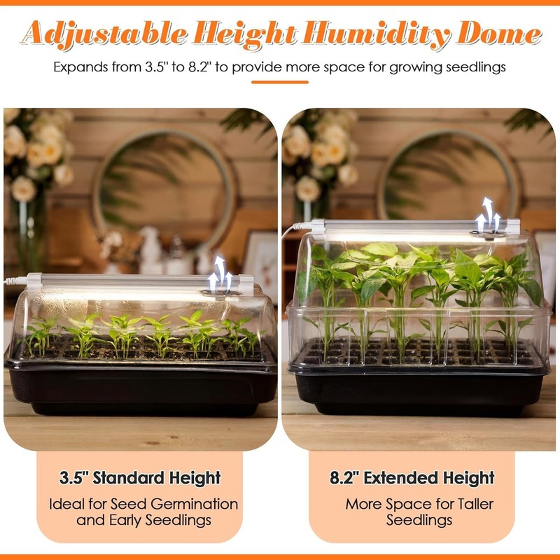 Seedling Propagation Kit with Heating Tray Grow Light 15 Inch Adjustable gallery