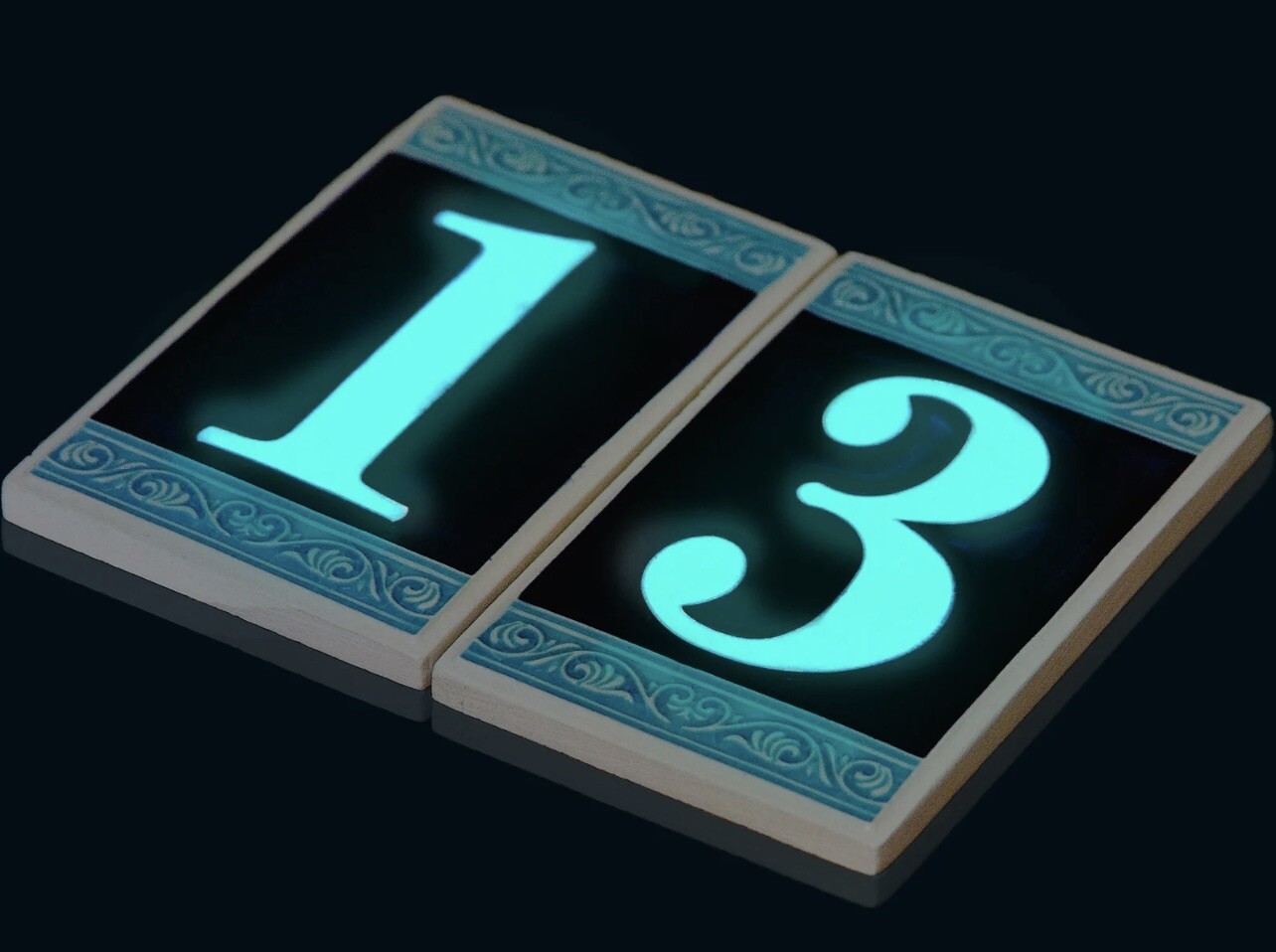 House numbers in Ceramic.4x3’’ Glow In The Dark Made/painted By Hand in ItalY gallery
