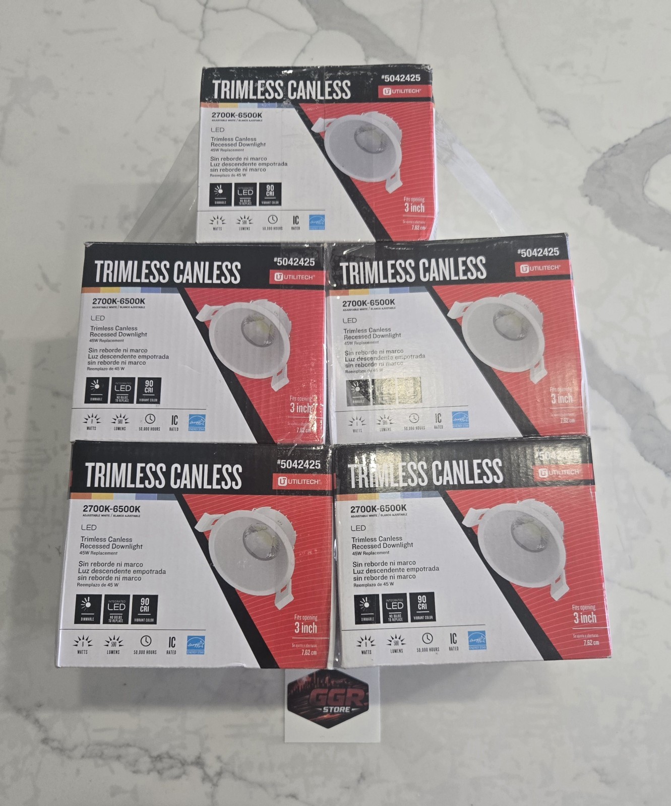 LOT OF 5 UTILITECH 5042425 Trimless Canless Recessed 3" Downlight LED gallery