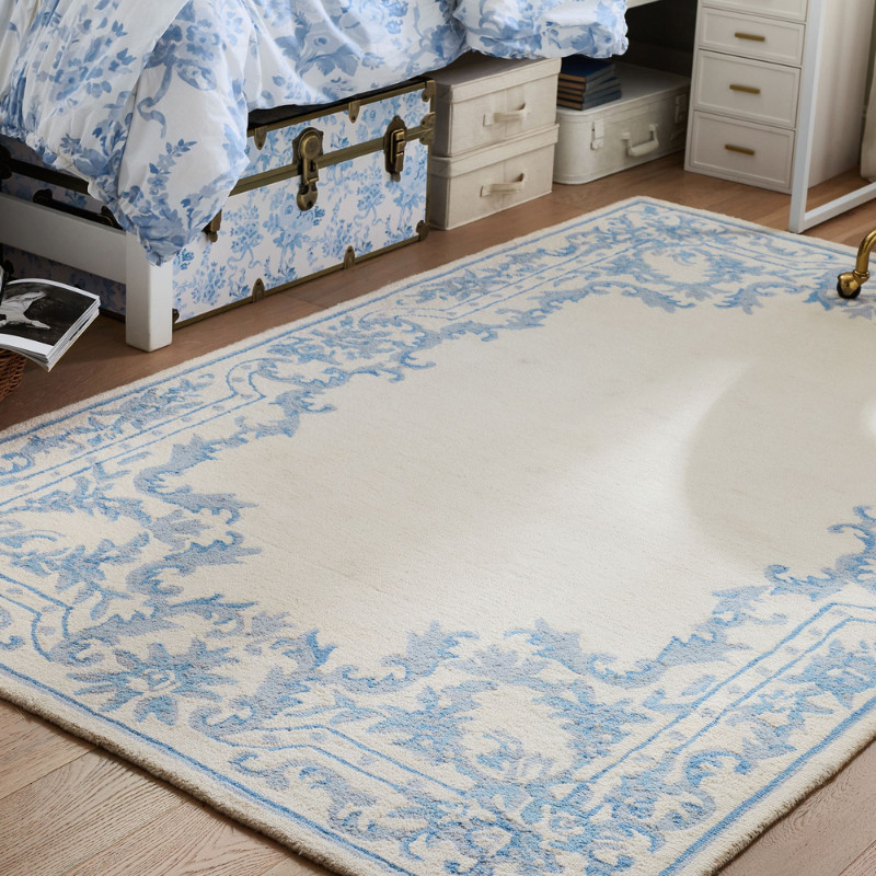 Potterybarn LoveShackFancy Ornate Border Rug Blue 3'x5'