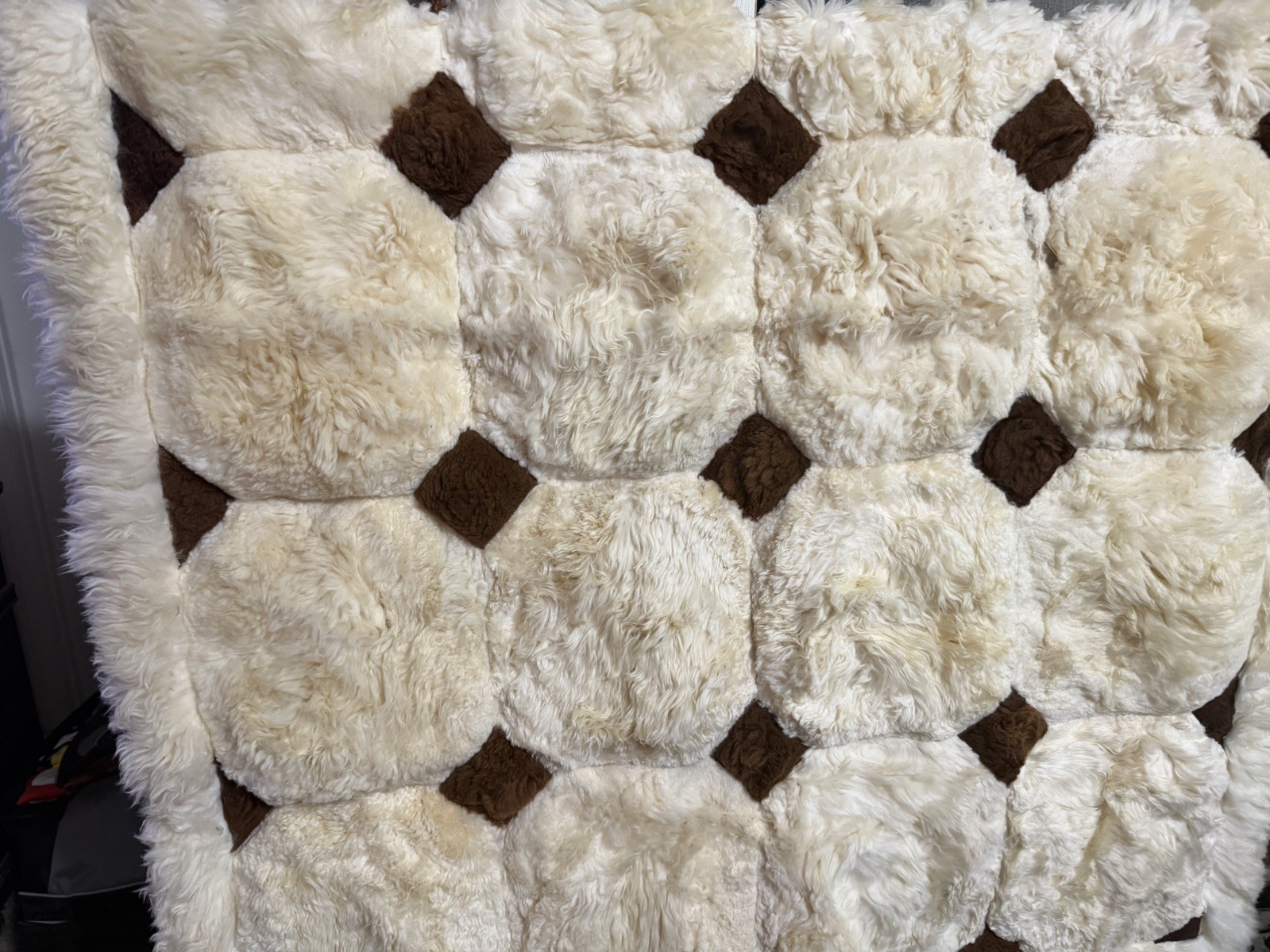61 x 46" ALPACA Fur Rug Throw White Brown Made in Peru gallery