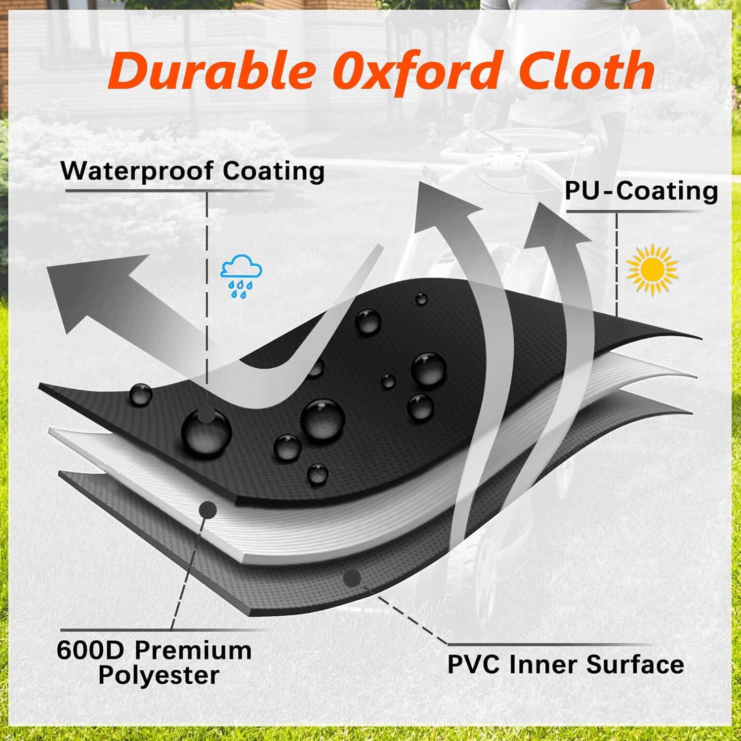 Outdoor Zero-Turn Mower Cover- Waterproof Heavy Duty 600D Oxford 79x46x55 inch gallery