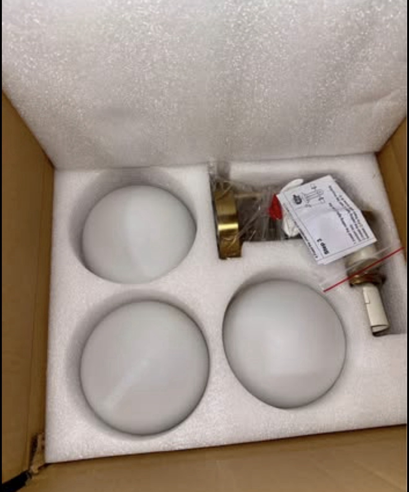 Bektas 3-Light Gold Semi Flush Mount Ceiling Light White Globe Fixture gallery
