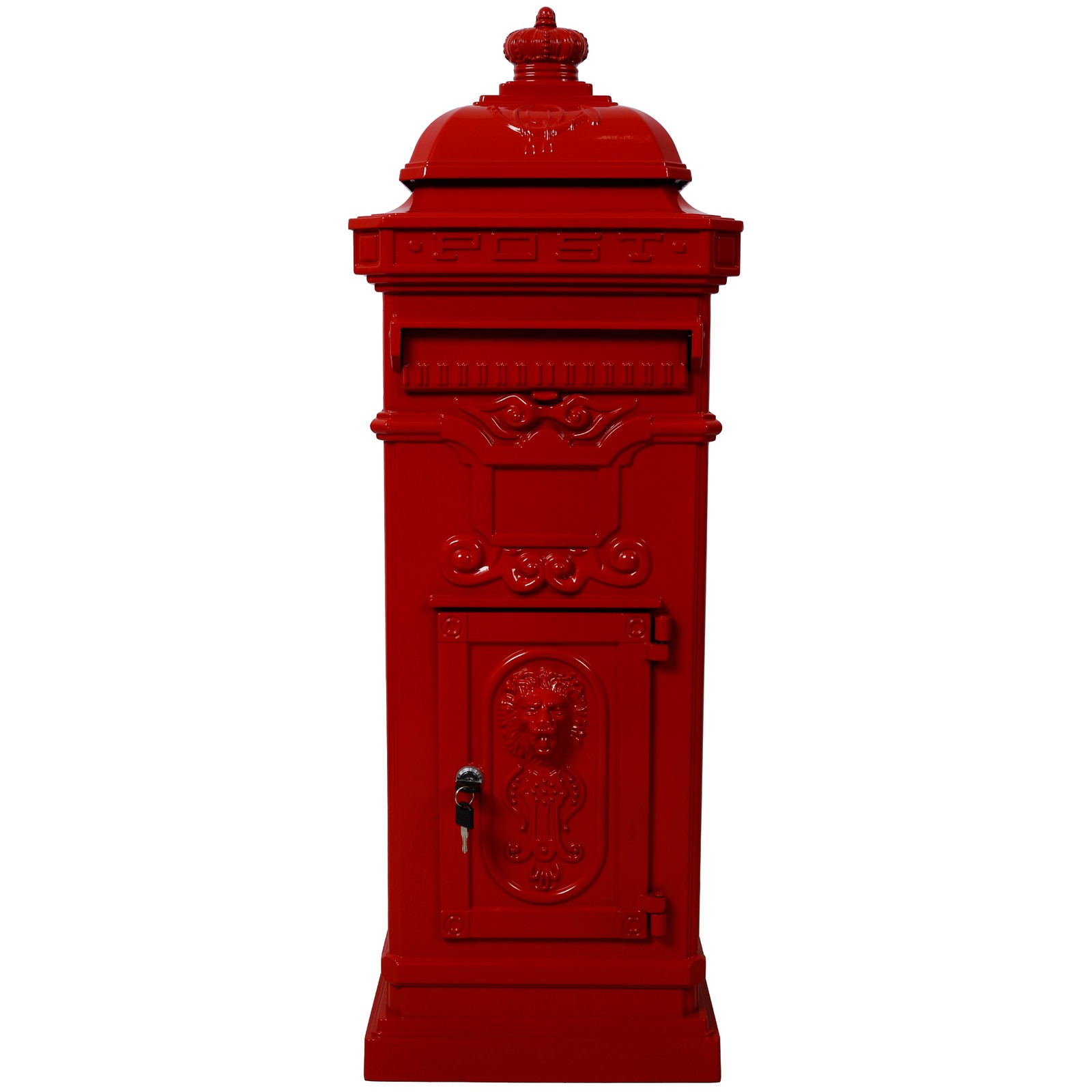 Large Capacity Residential Floor Mailbox, Cast Aluminum, Red gallery