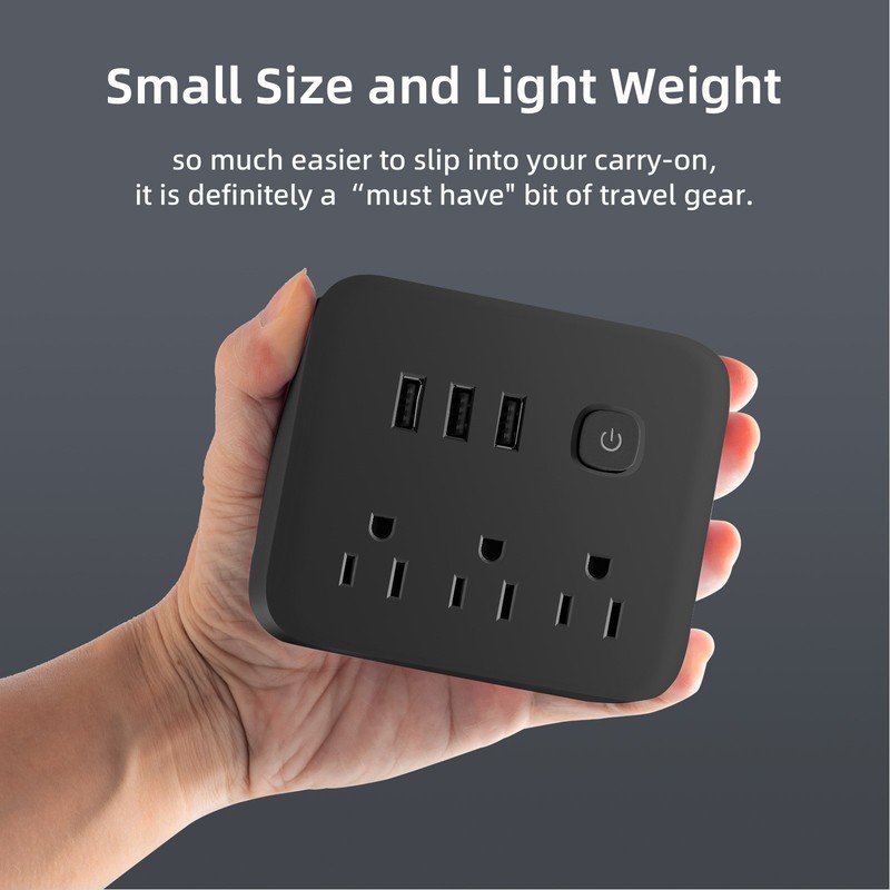 Wall Mountable USB Surge Protector Power Strip with 3 USB Ports & 3 Outlet Plugs gallery