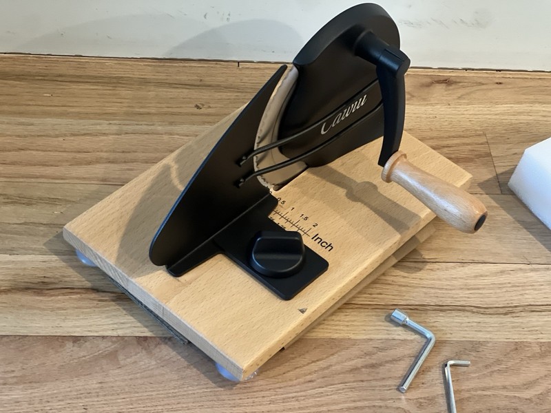 Manual Bread Slicer Adjustable Thickness Hand Crank Suction Cups Slicing Guide gallery