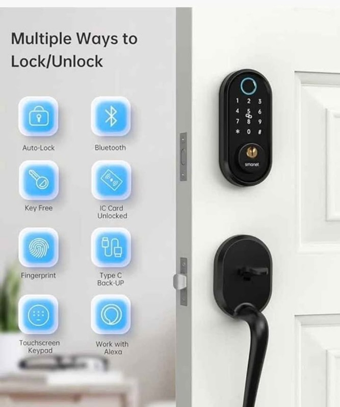 SMONET Smart Lock Keyless Entry Door Lock - Black (WILY2BSF2S) gallery