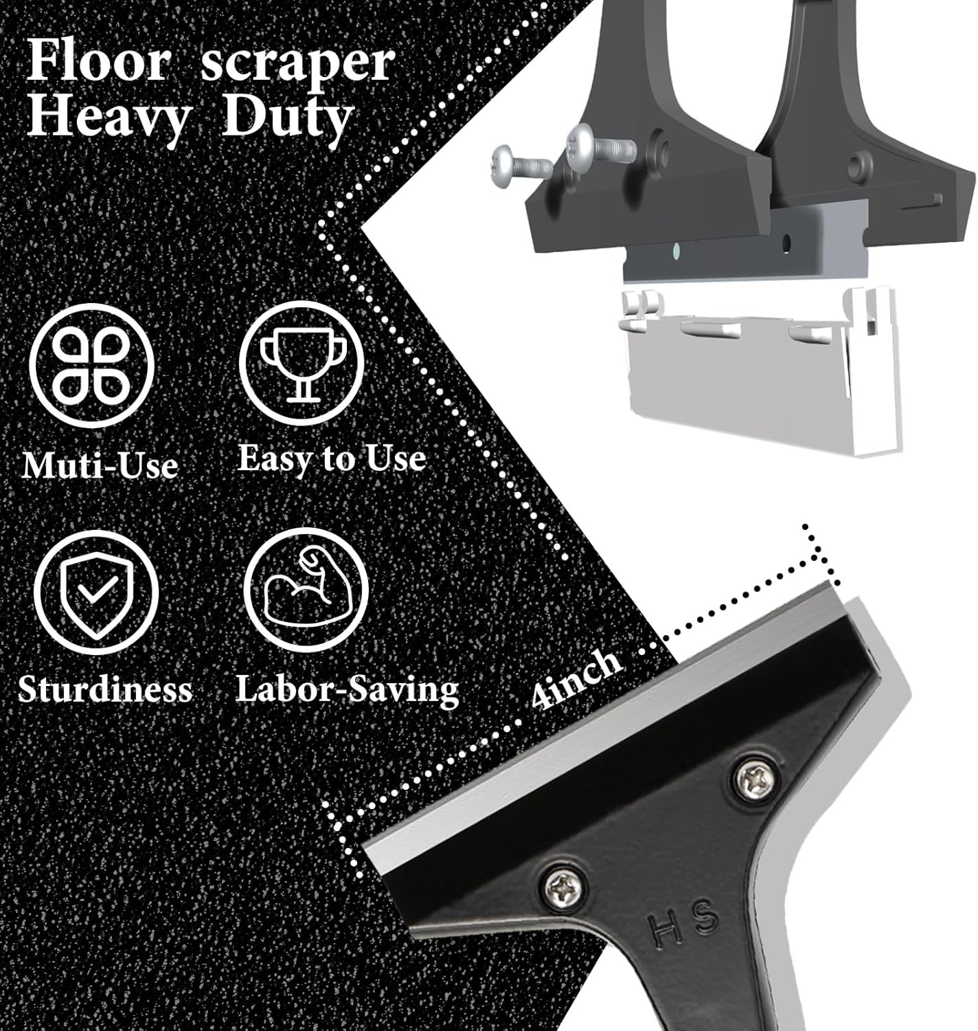Floor Scraper Long Handle 16-47in Stainless w 5 Blades gallery