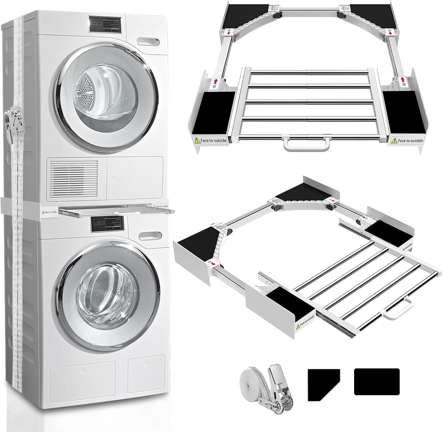 Washer Dryer Stacking Kit Adjustable Universal 29 Inch with Drying Rack gallery