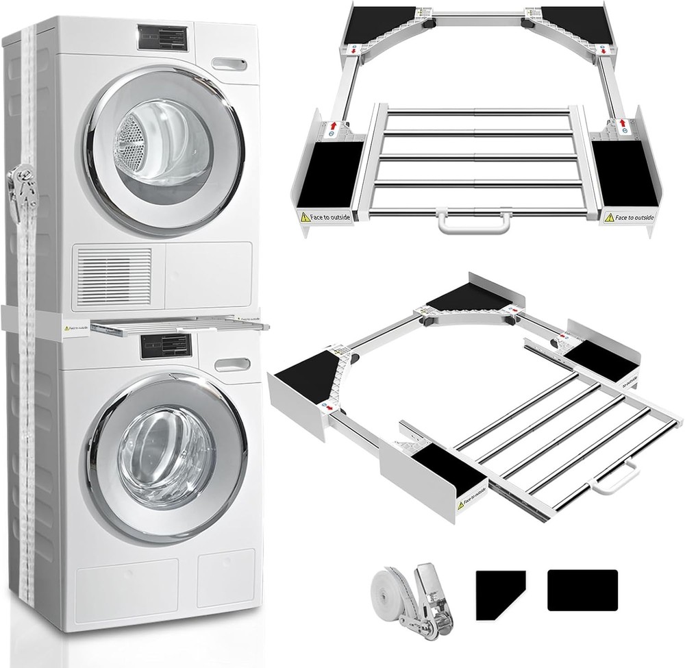 Washer Dryer Stacking Kit Adjustable Universal 29 Inch with Drying Rack